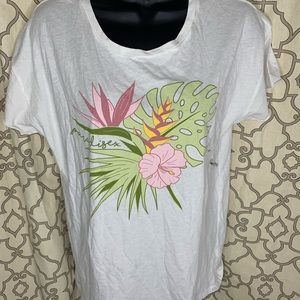 Hobie surf company white tshirt size medium with Hawaiian floral image medium